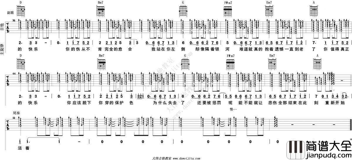 你不是真正的快乐吉他谱_邓紫棋六线谱
