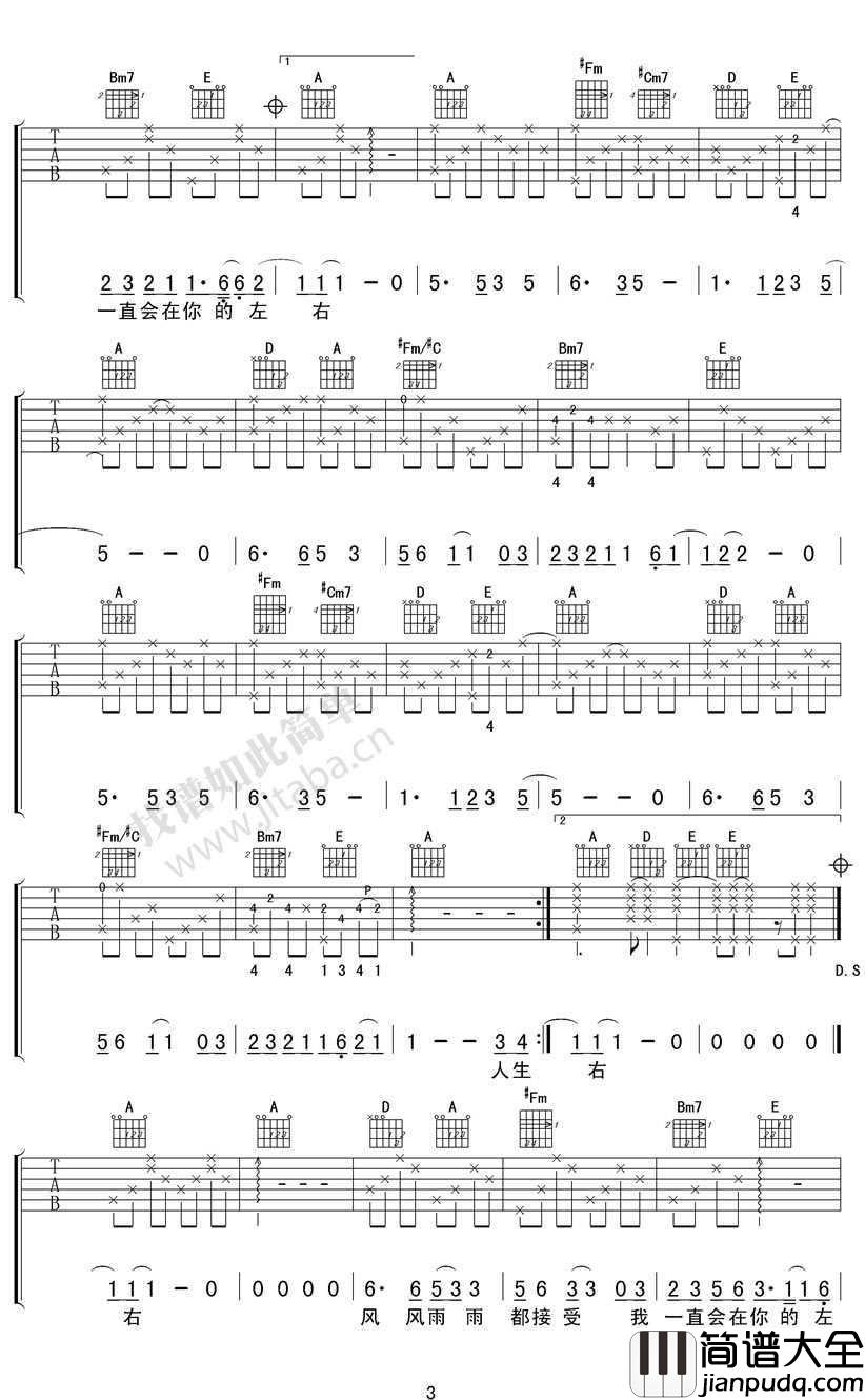 阳光总在风雨后吉他谱_许美静_六线谱完整版