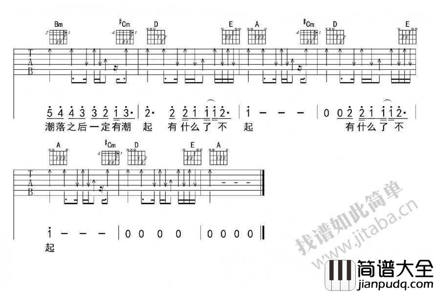 人生海海吉他谱_五月天_图片六线谱