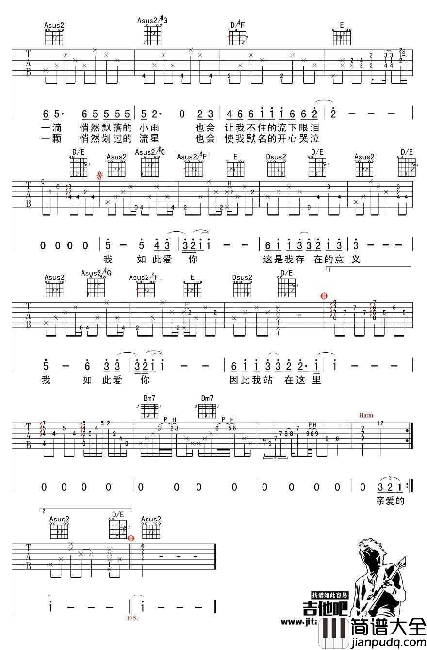 我如此爱你吉他谱_汪峰_吉他弹唱六线谱