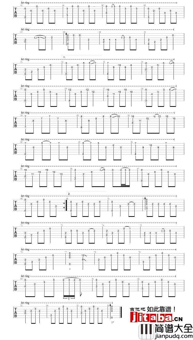 丁香花吉他指弹谱_唐磊_丁香花独奏曲(图片谱)