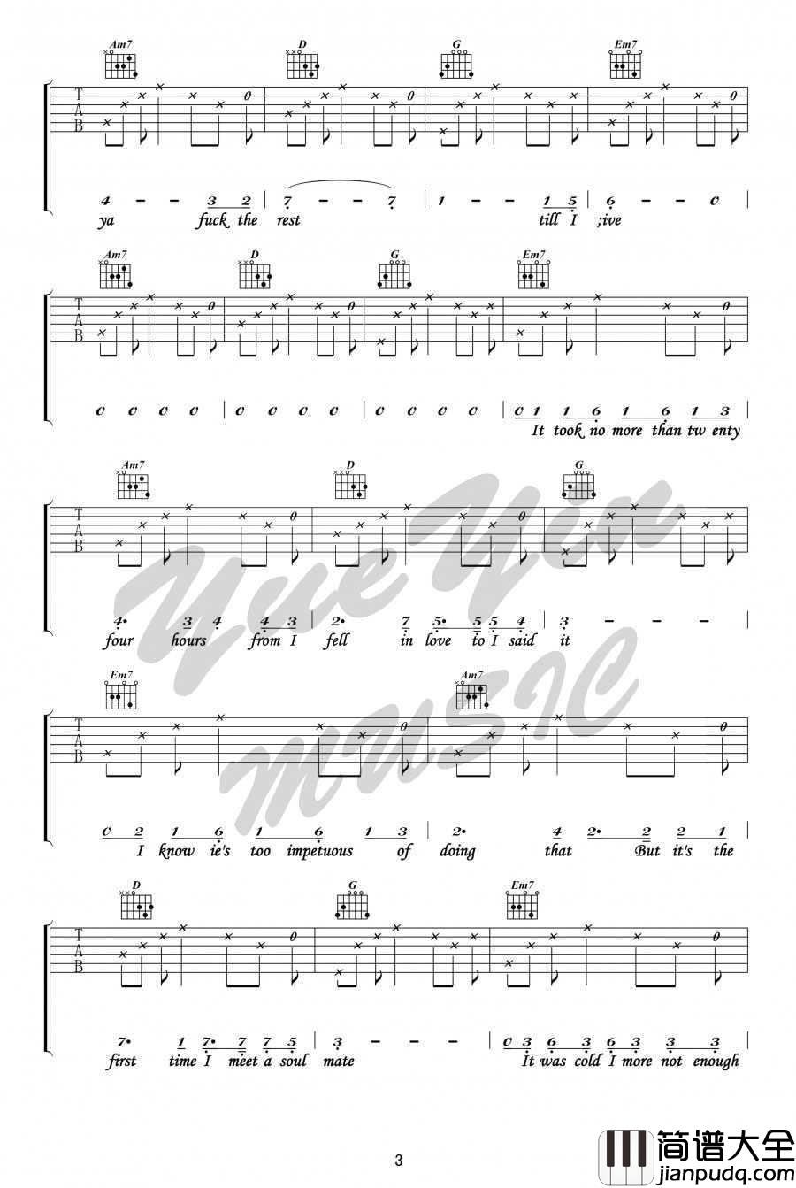 Fuck_The_Rest吉他谱_陈粒_吉他弹唱教学视频