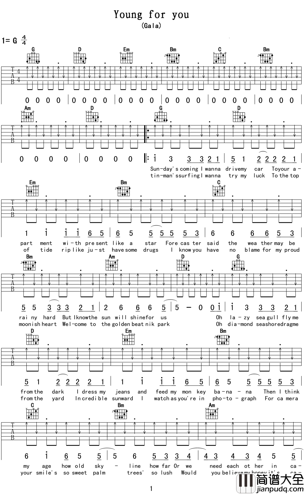 young_for_you吉他谱_GALA_你的完美，让我永远为你年轻