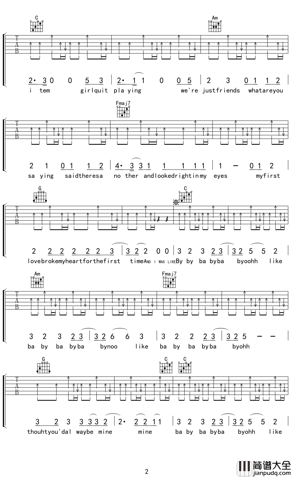 Baby吉他谱_Justin_Bieber_献给一代人的青春,一代人的初恋