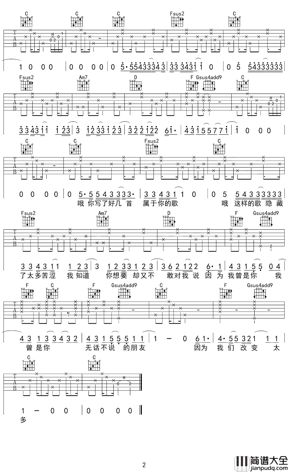 下个星期去英国吉他谱_陈绮贞_这些年来,我在她歌里环游了全世界