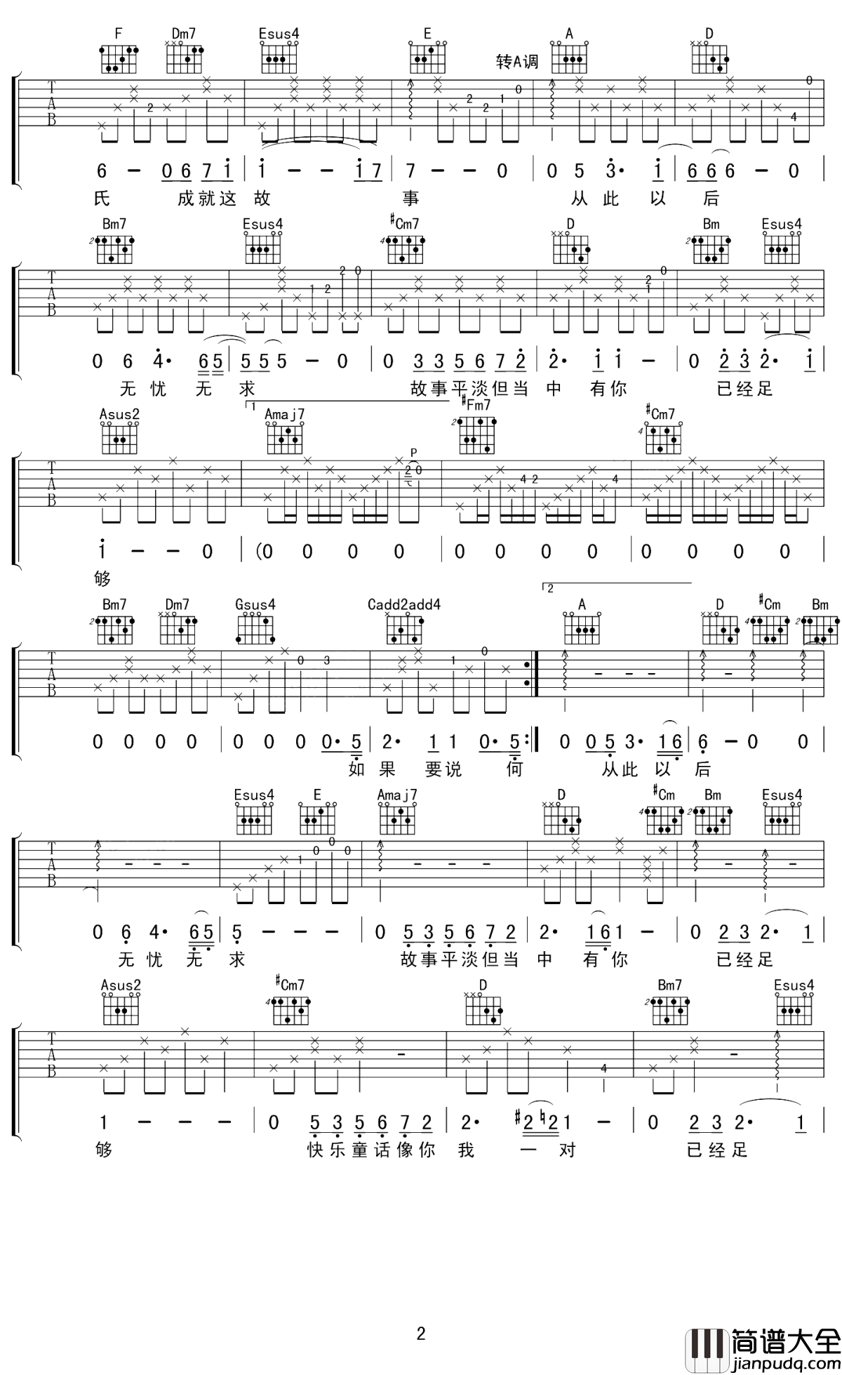 你的名字我的姓氏吉他谱_张学友_用你名字我的姓氏来成就我们的爱情故事吧