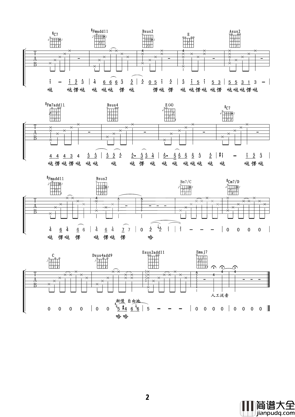 我在那一角落患过伤风吉他谱_冯曦妤_da_len_da_len_da_len_da_len_da_len_da_len