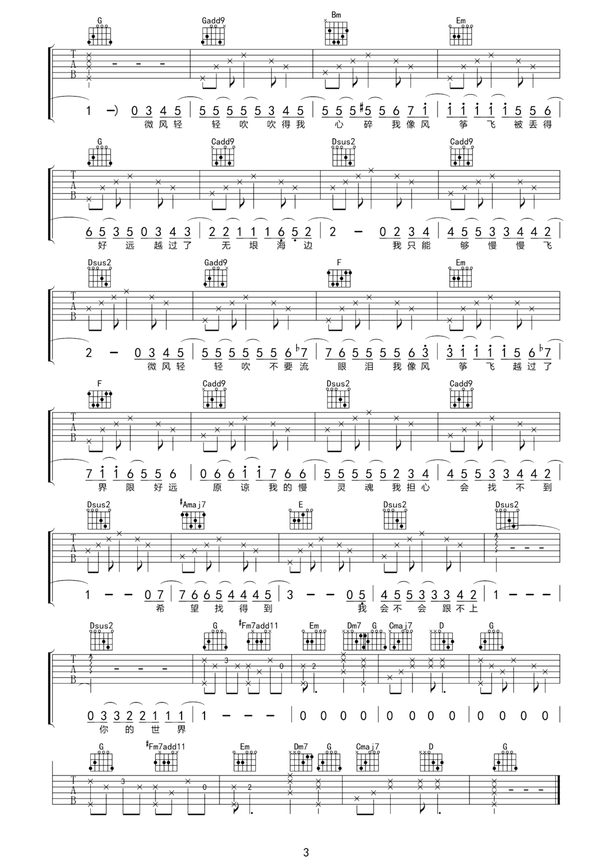 慢灵魂吉他谱_卢广仲_你的慢灵魂,是生活抹不去的纯真