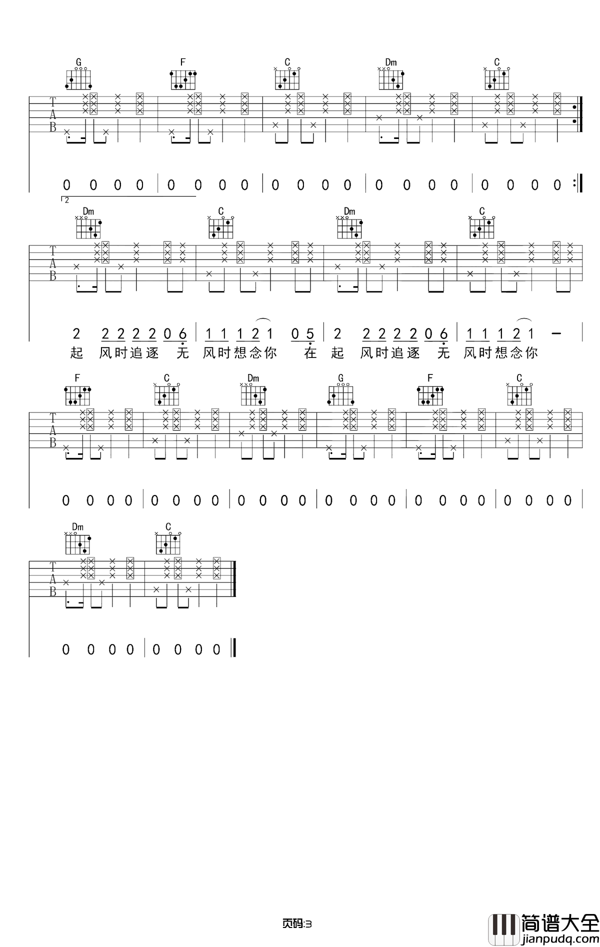 夏谣吉他谱_烟把儿乐队_能闻到童年夏天沁人的西瓜的清香
