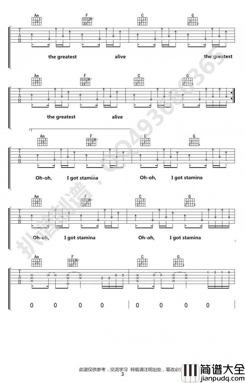 The_Greatest吉他谱_Sia_C调弹唱谱_高清版