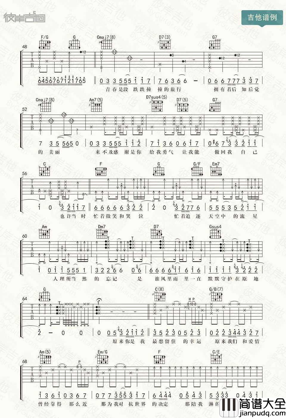 小幸运吉他谱_C调高清版_小幸运弹唱教学视频