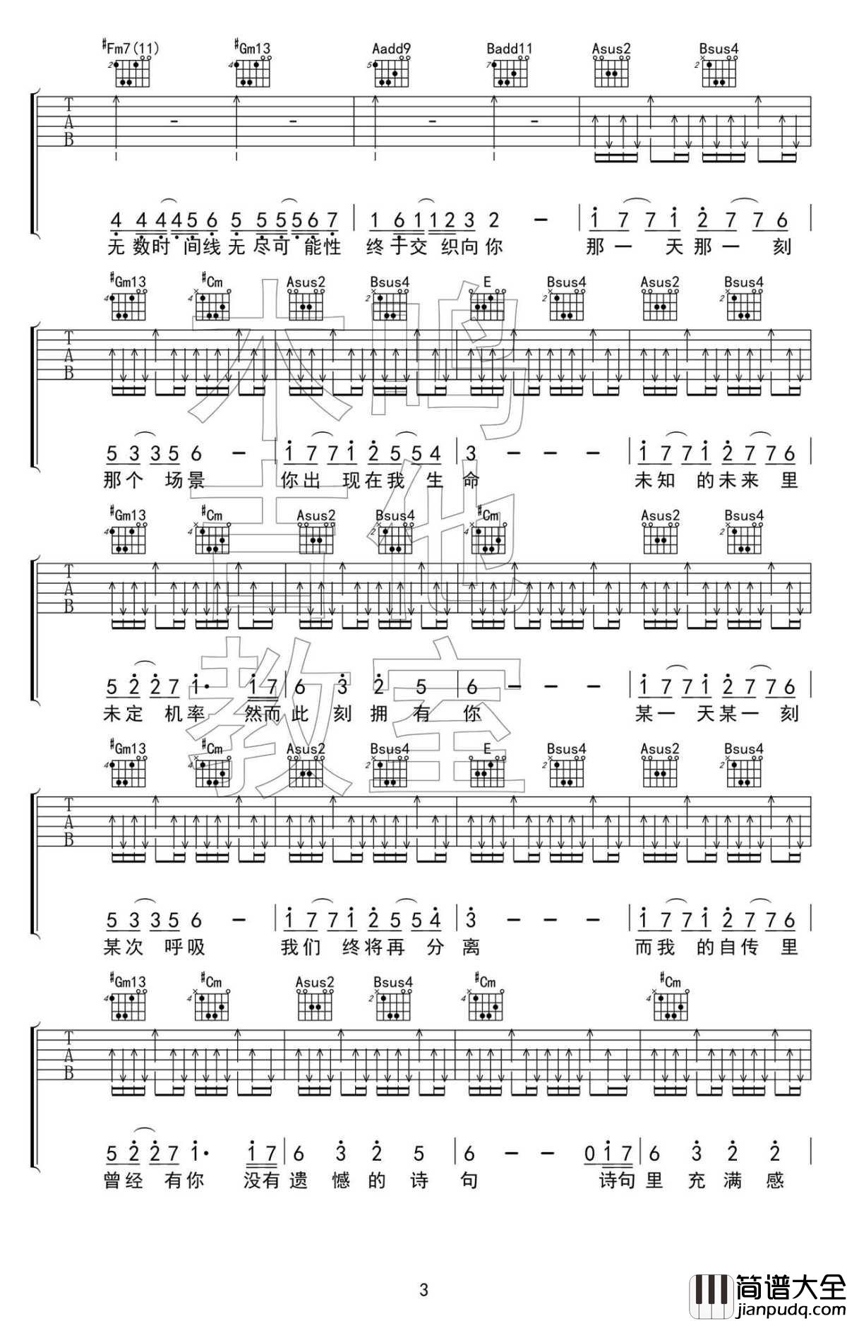 如果我们不曾相遇吉他谱_五月天_六线谱_高清弹唱谱