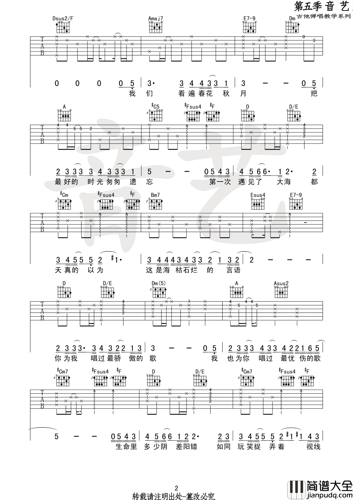 从你的全世界路过吉他谱_牛奶咖啡_高清图片谱