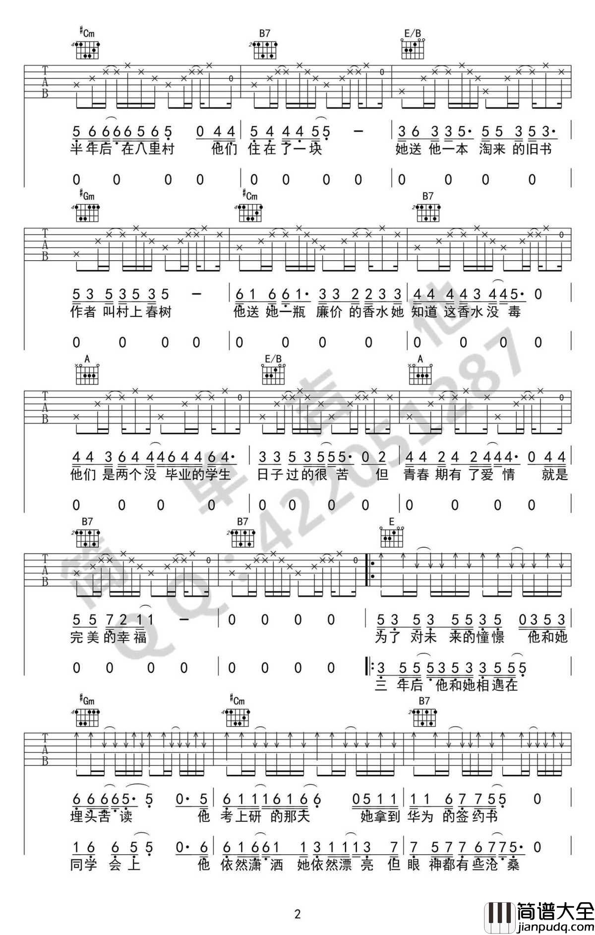 流川枫与苍井空吉他谱_弹唱谱六线谱_完美版