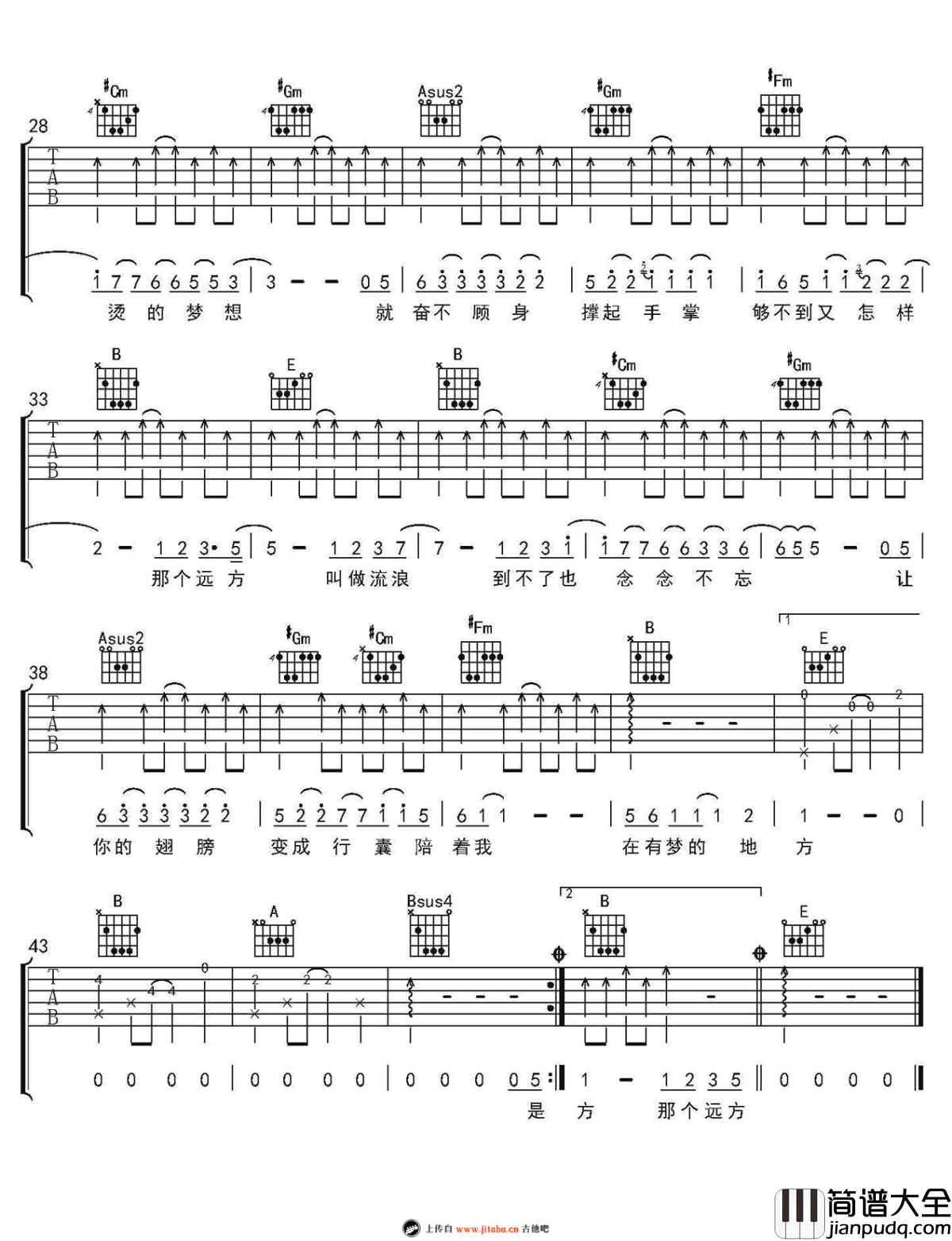 那个远方吉他谱_陈楚生_那个远方_六线谱高清版