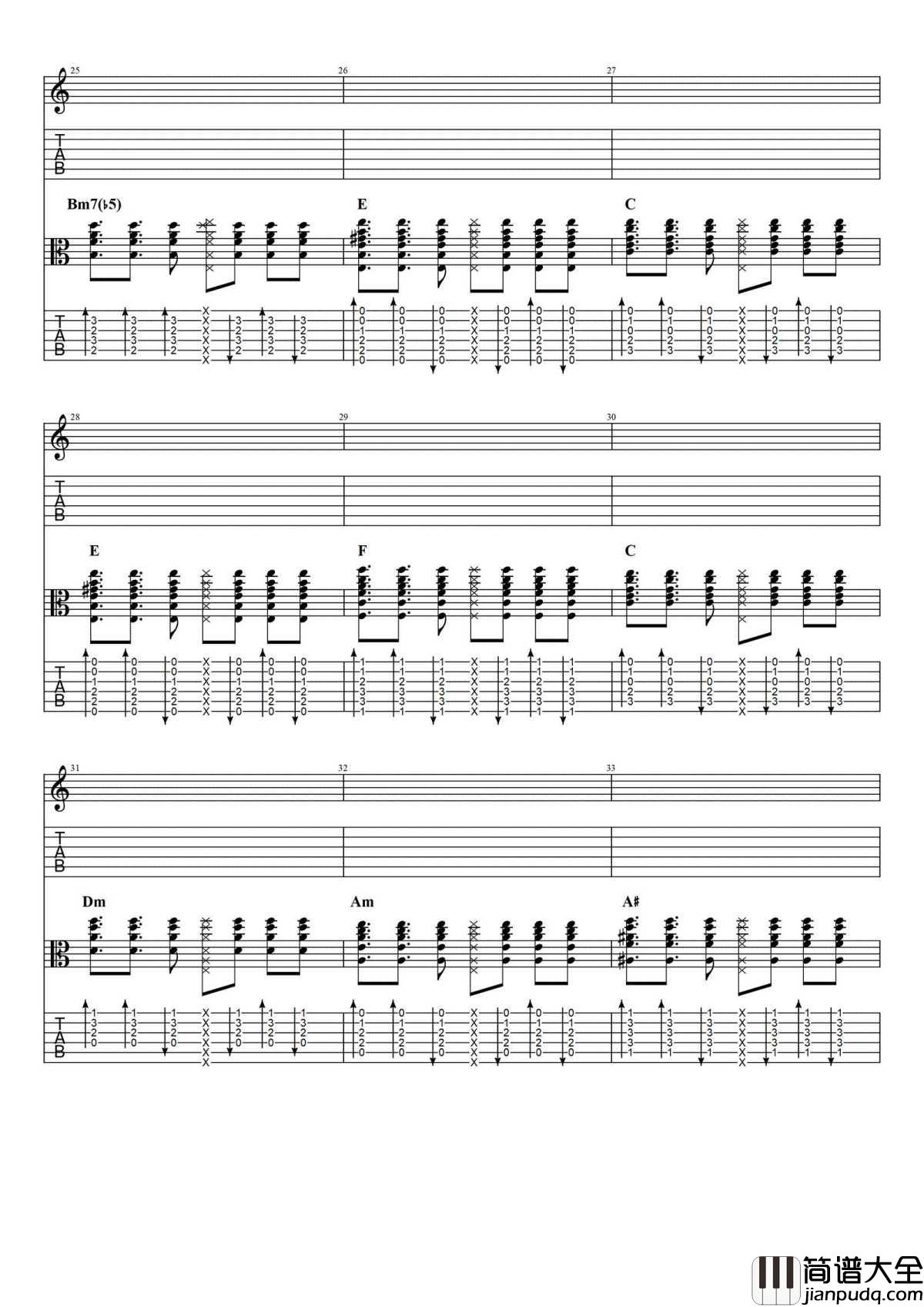 沙漠骆驼吉他谱_原版六线谱_展展与罗罗_完整图片谱