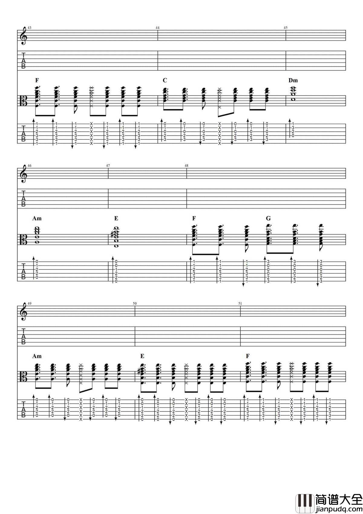 沙漠骆驼吉他谱_原版六线谱_展展与罗罗_完整图片谱