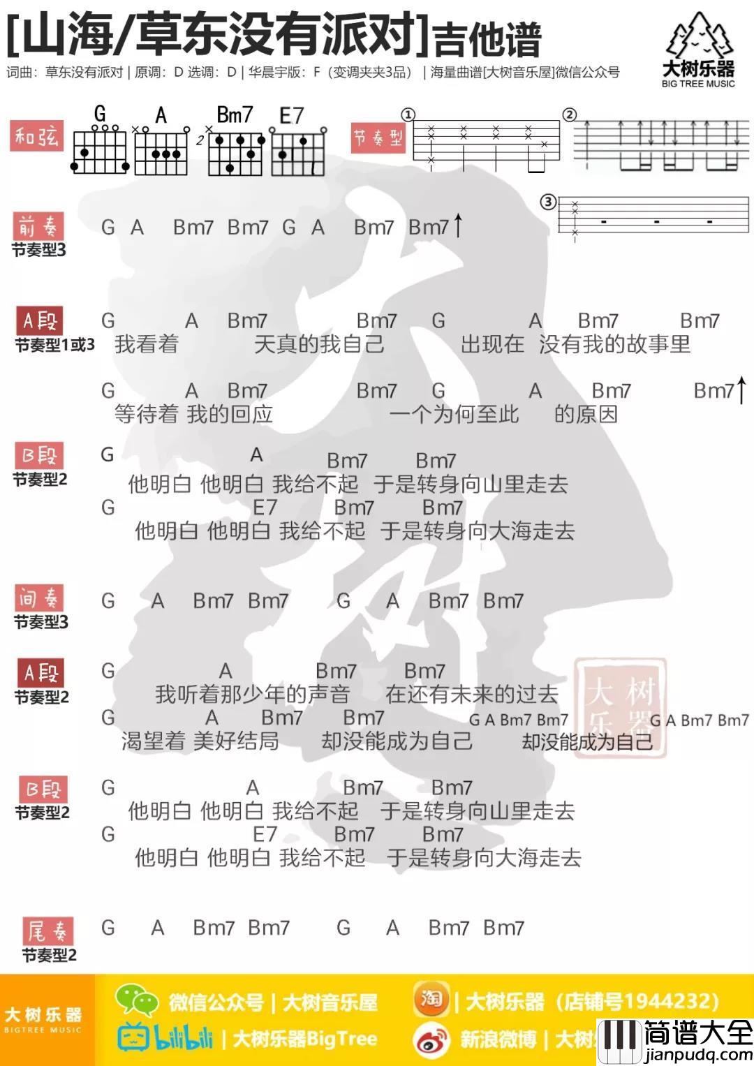 山海吉他谱简单版_草东没有派对TXT原版谱