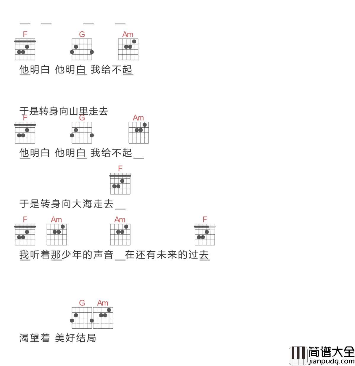 山海吉他谱简单版_草东没有派对TXT原版谱