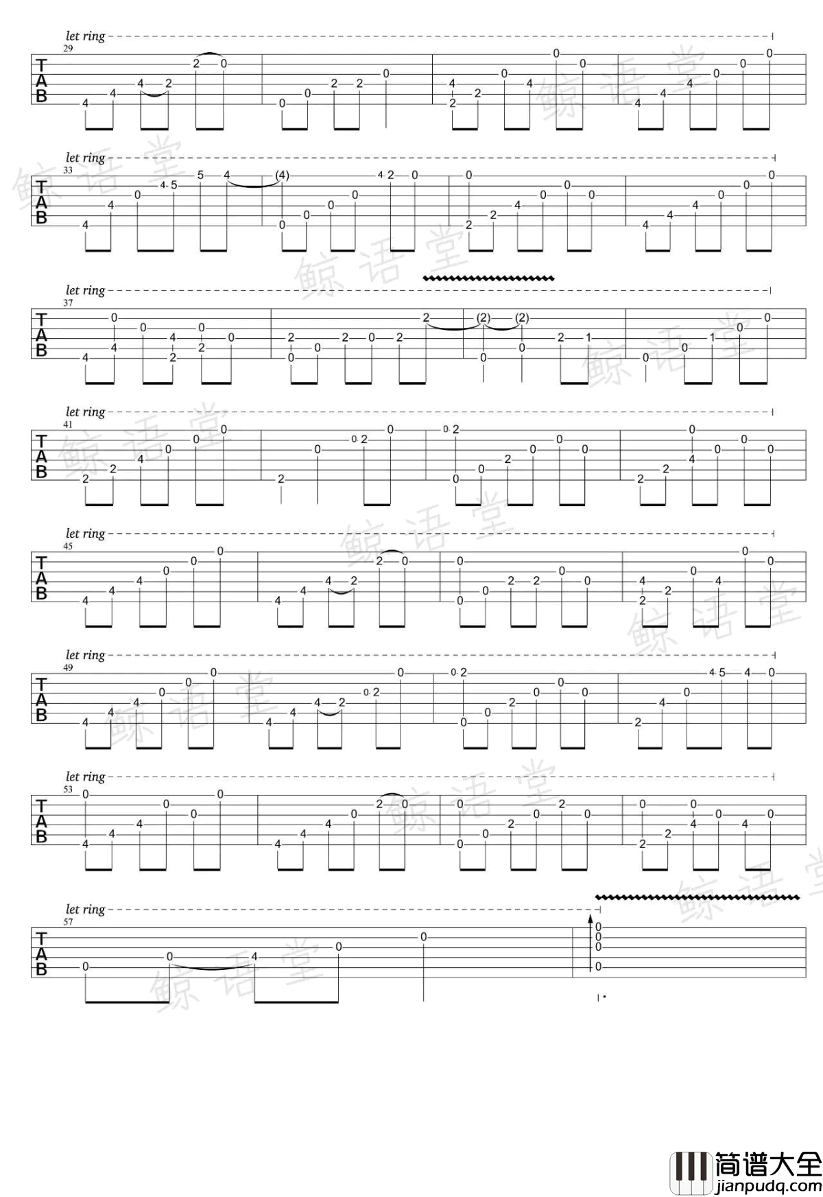 愿樱指弹谱_原版六线谱_GIN_愿樱_超详细教学视频