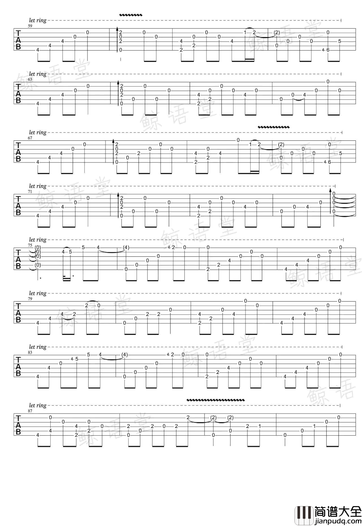 愿樱指弹谱_原版六线谱_GIN_愿樱_超详细教学视频