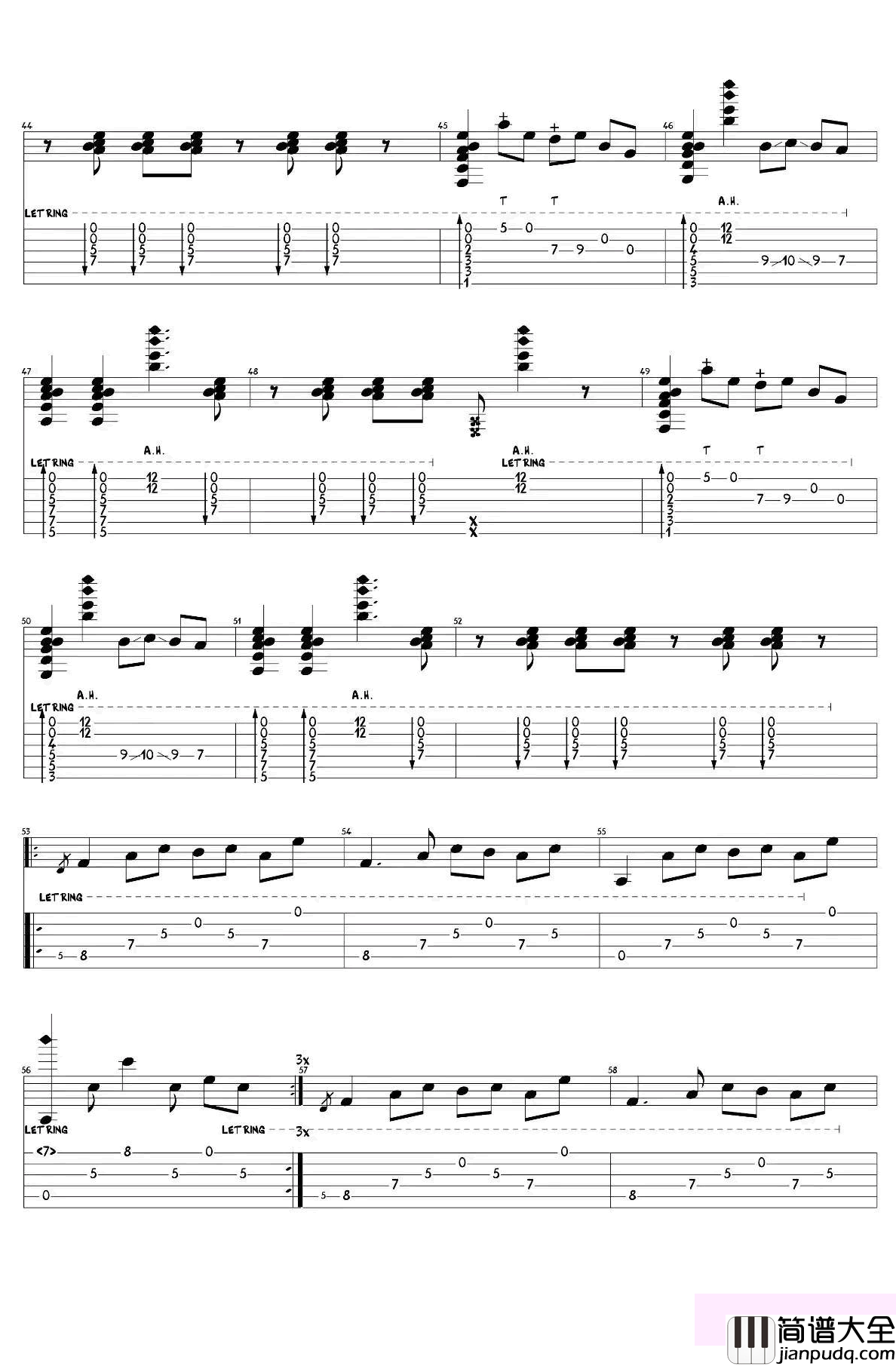 sunflower指弹谱_李森茂版本_孙培博_太阳花_吉他独奏谱