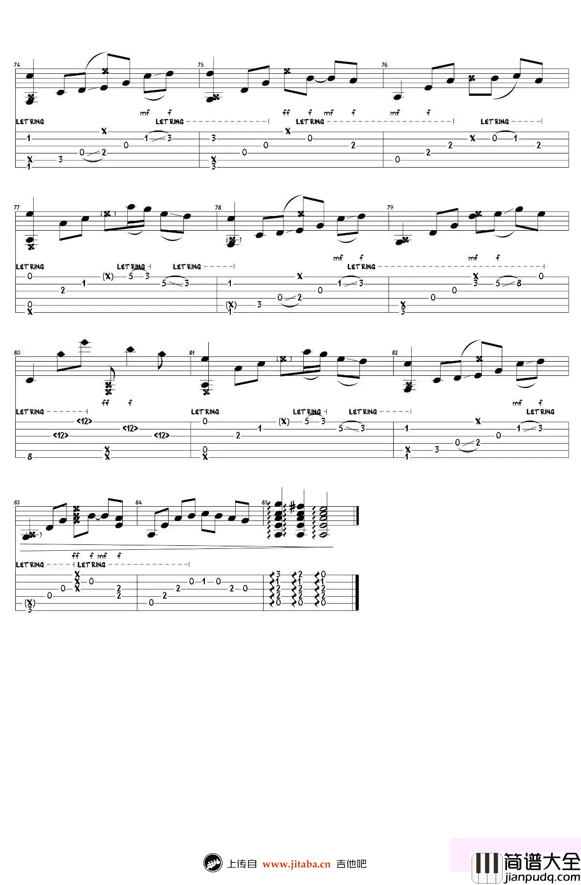 sunflower指弹谱_李森茂版本_孙培博_太阳花_吉他独奏谱