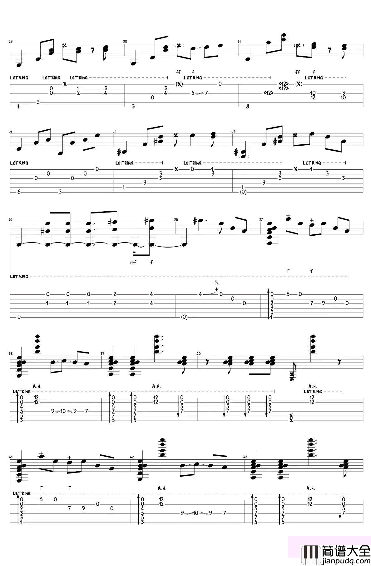 sunflower指弹谱_李森茂版本_孙培博_太阳花_吉他独奏谱