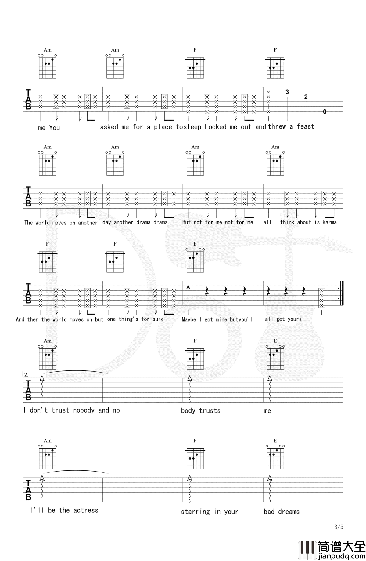 Look_What_You_Made_Me_Do吉他谱_Taylor_Swift_弹唱六线谱