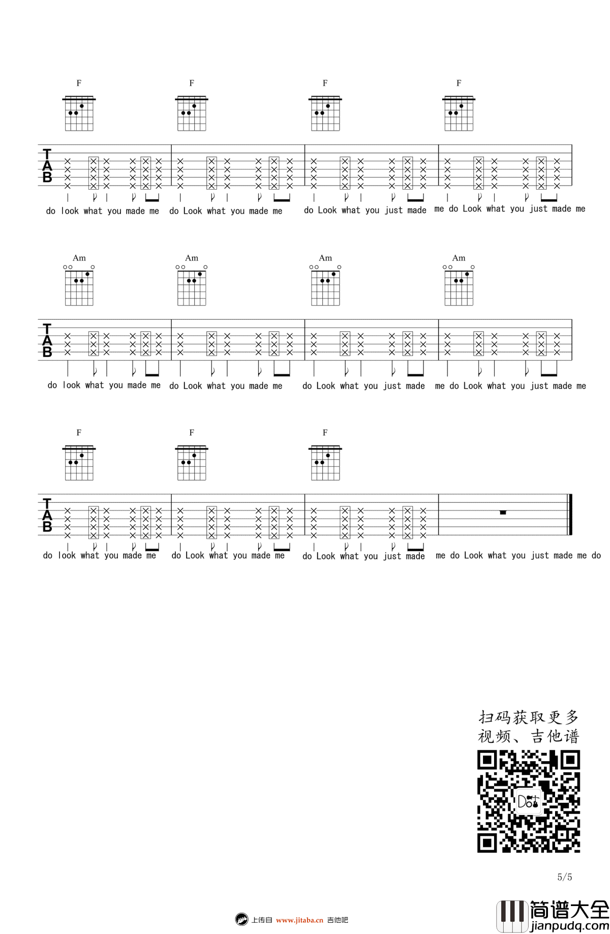 Look_What_You_Made_Me_Do吉他谱_Taylor_Swift_弹唱六线谱