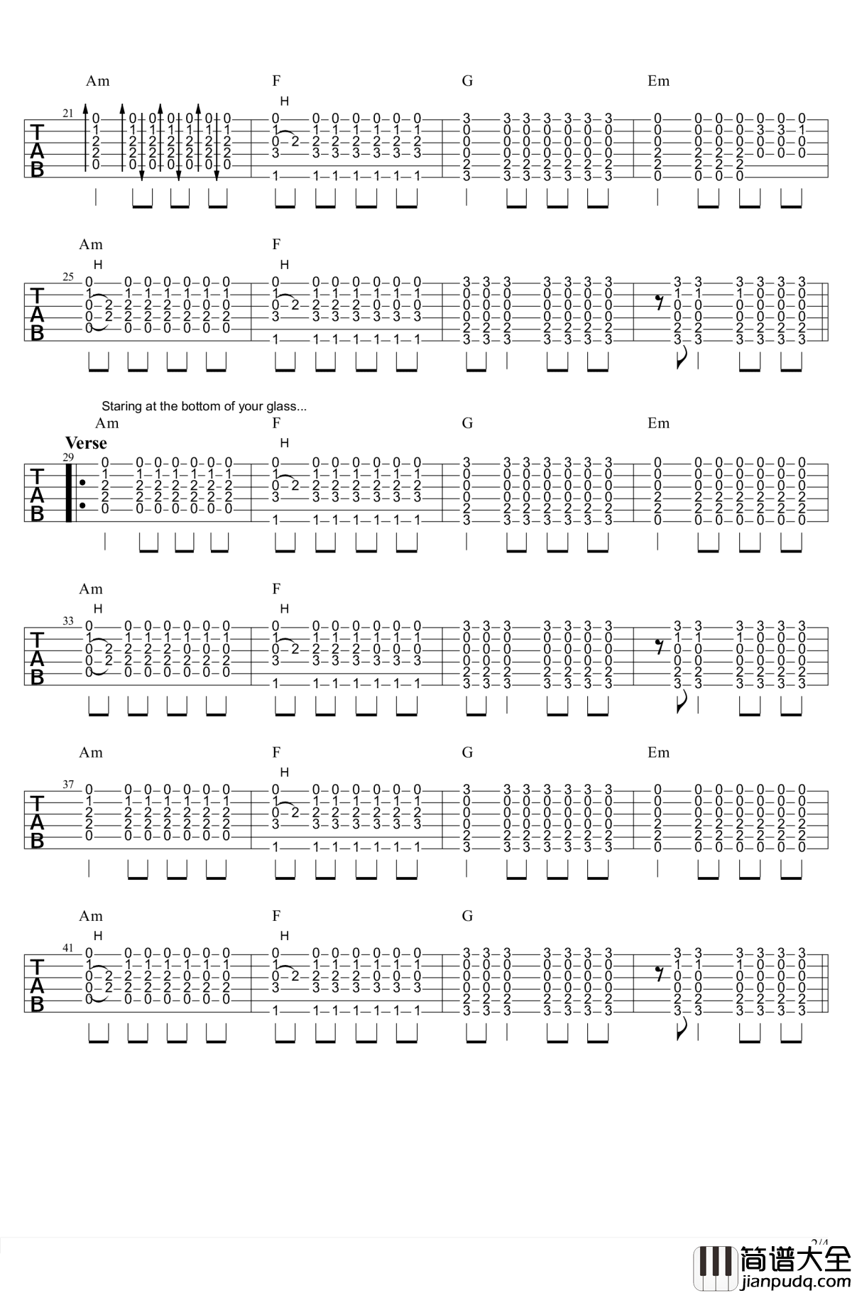 let_her_go吉他谱_Passenger_let_her_go六线谱_高清版