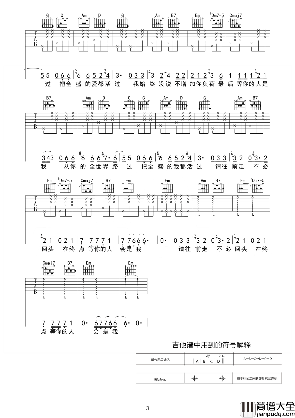 全世界谁倾听你吉他谱_林宥嘉_你终会路过他的全世界