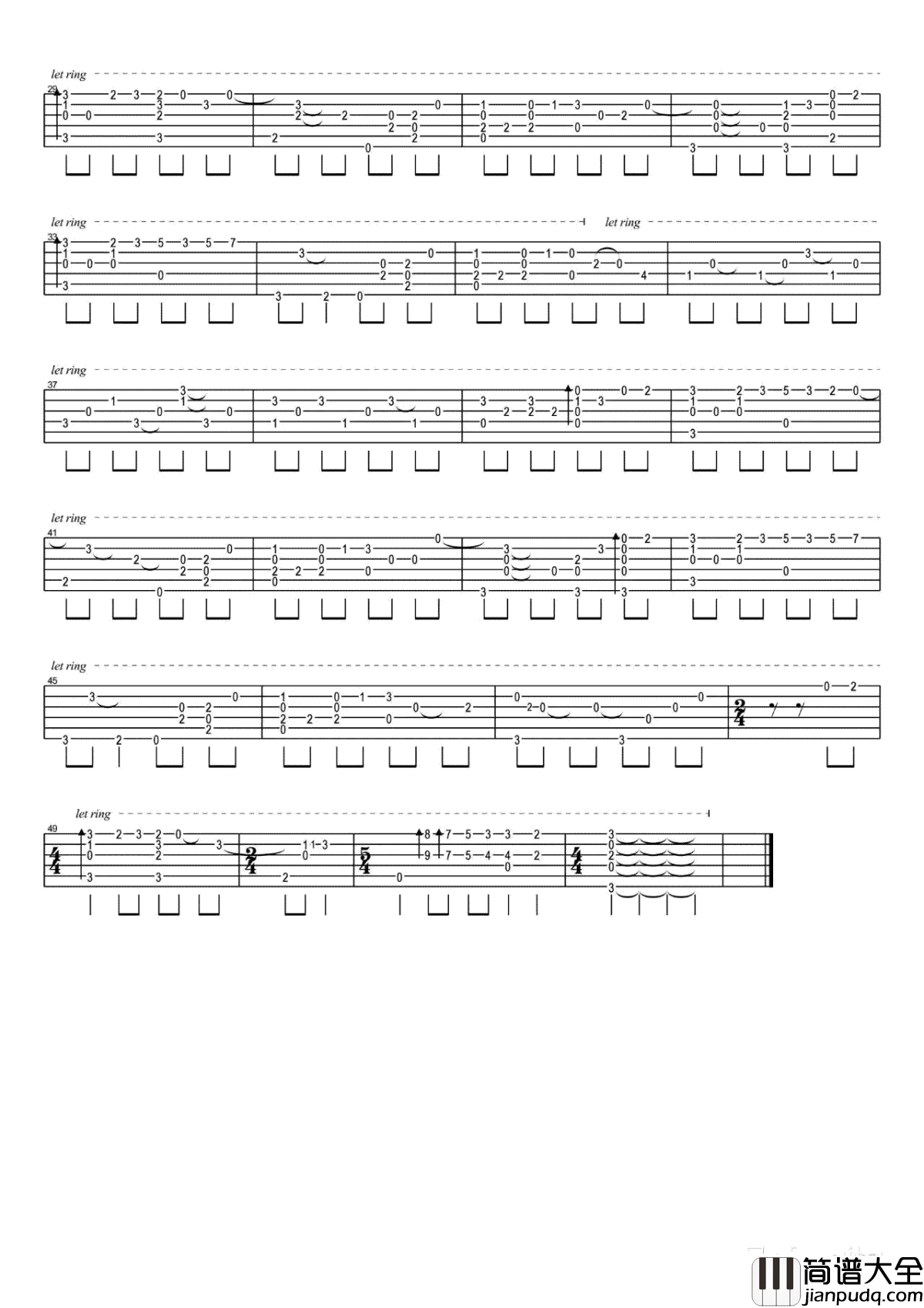 遇见指弹谱_卢家宏_吉他独奏谱_视频演示