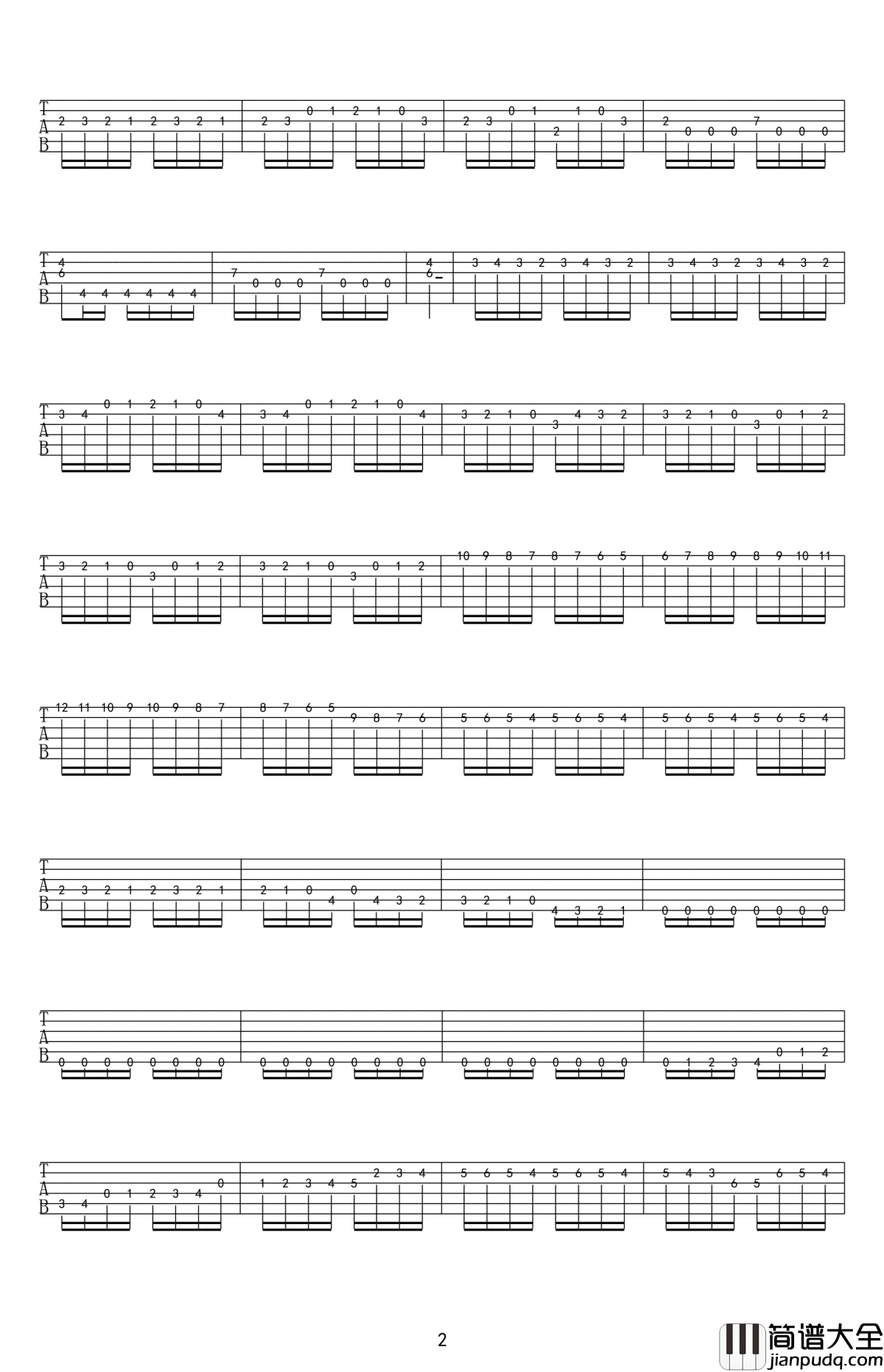 野蜂飞舞吉他谱_指弹吉他独奏谱_高清图片谱