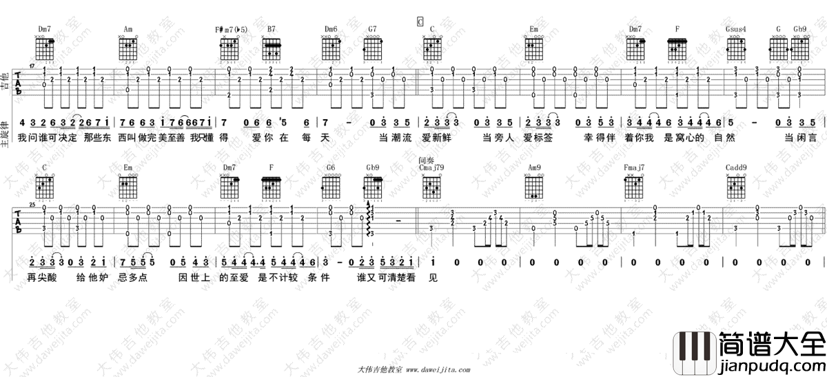 无条件吉他谱_陈奕迅_无条件_C调弹唱谱_吉他教学视频