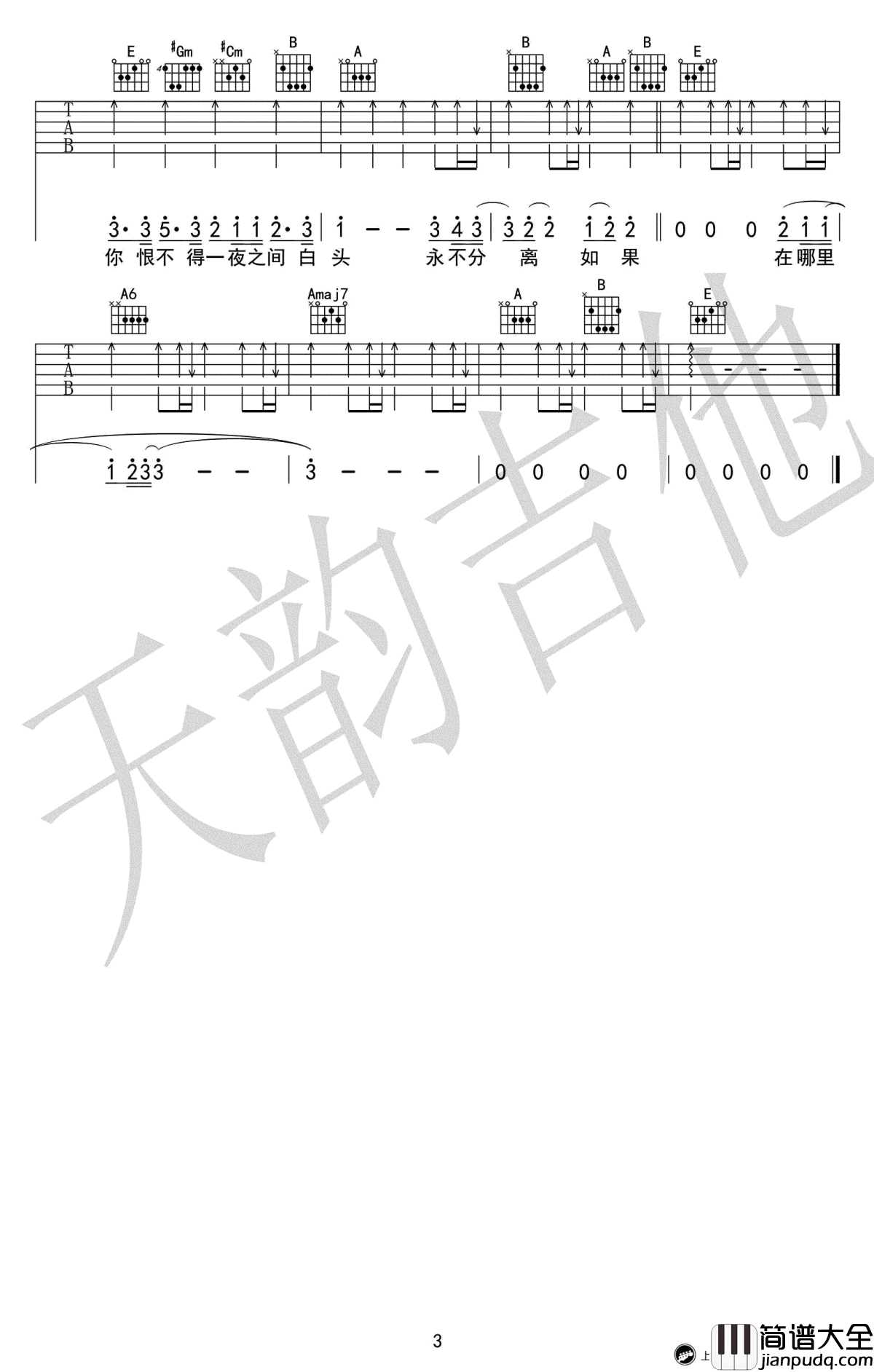 至少还有你吉他谱_林忆莲_E调指法编配_高清弹唱谱