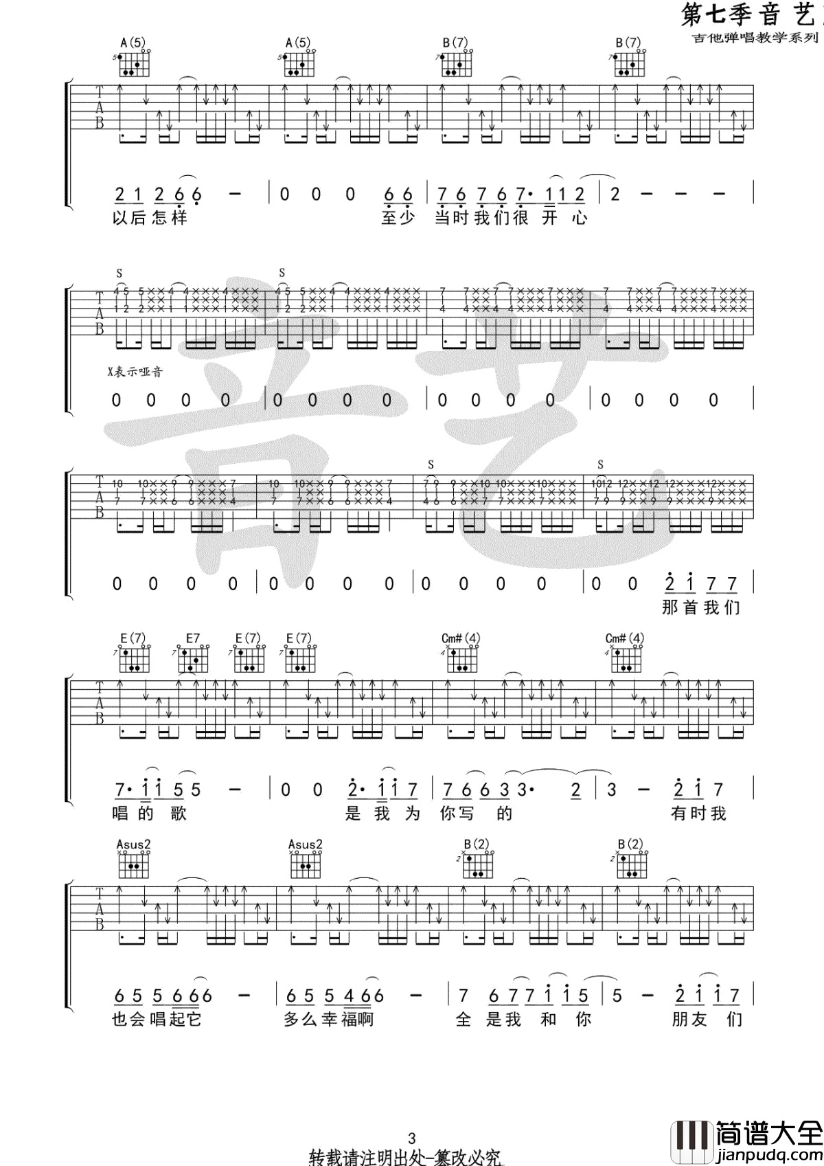 Hello_I_love_you吉他谱_小熊饼干_弹唱六线谱