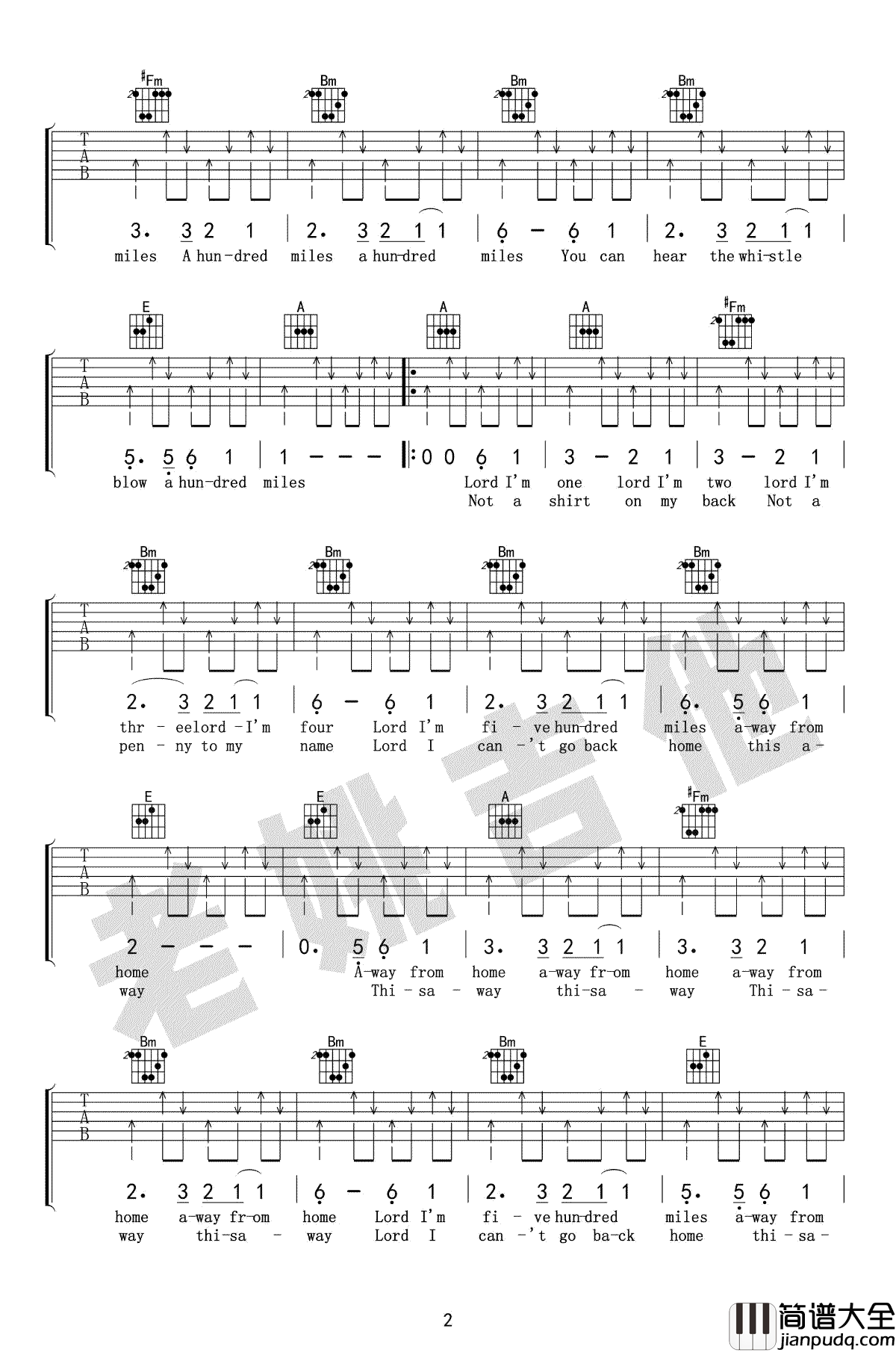 500_Miles吉他谱_醉乡民谣吉他谱__离家500里_吉他教学视频