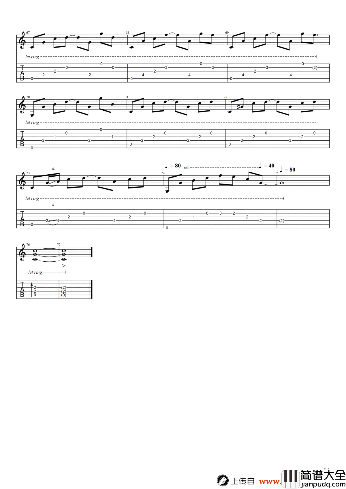 数不尽的星空吉他谱_曾沛慈_终极一班2_主题曲_高清六线谱