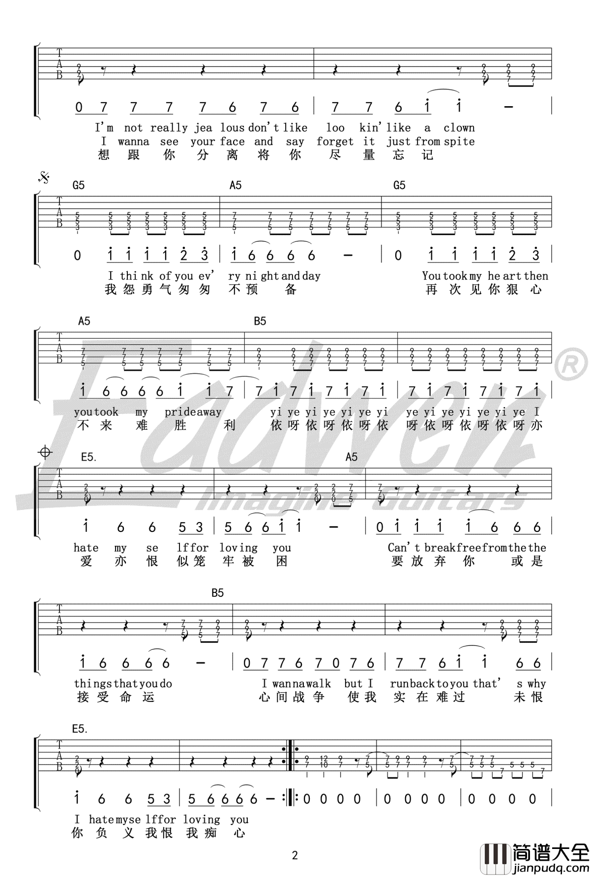 I_Hate_Myself_For_Loving_You吉他谱_头号玩家插曲_电吉他教学