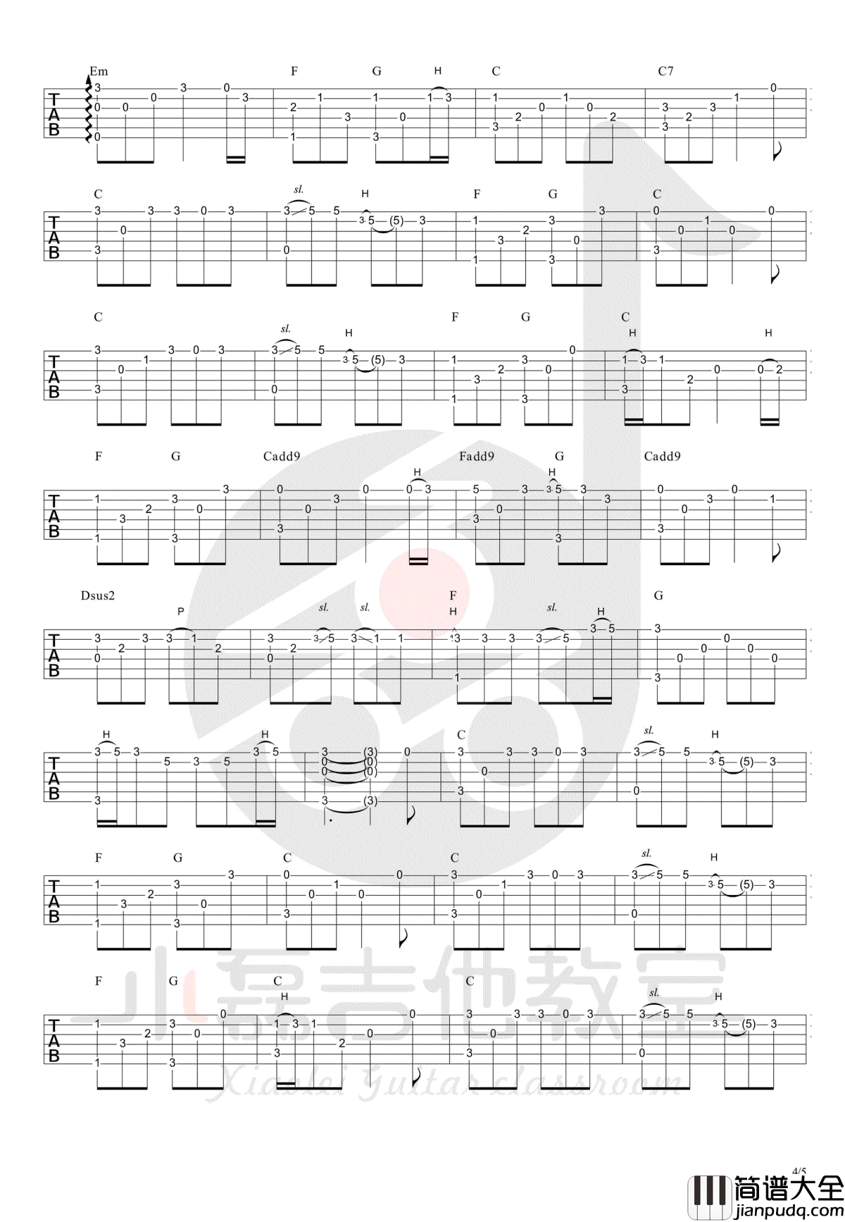 成都指弹谱_赵雷_成都_吉他独奏谱_吉他示范视频
