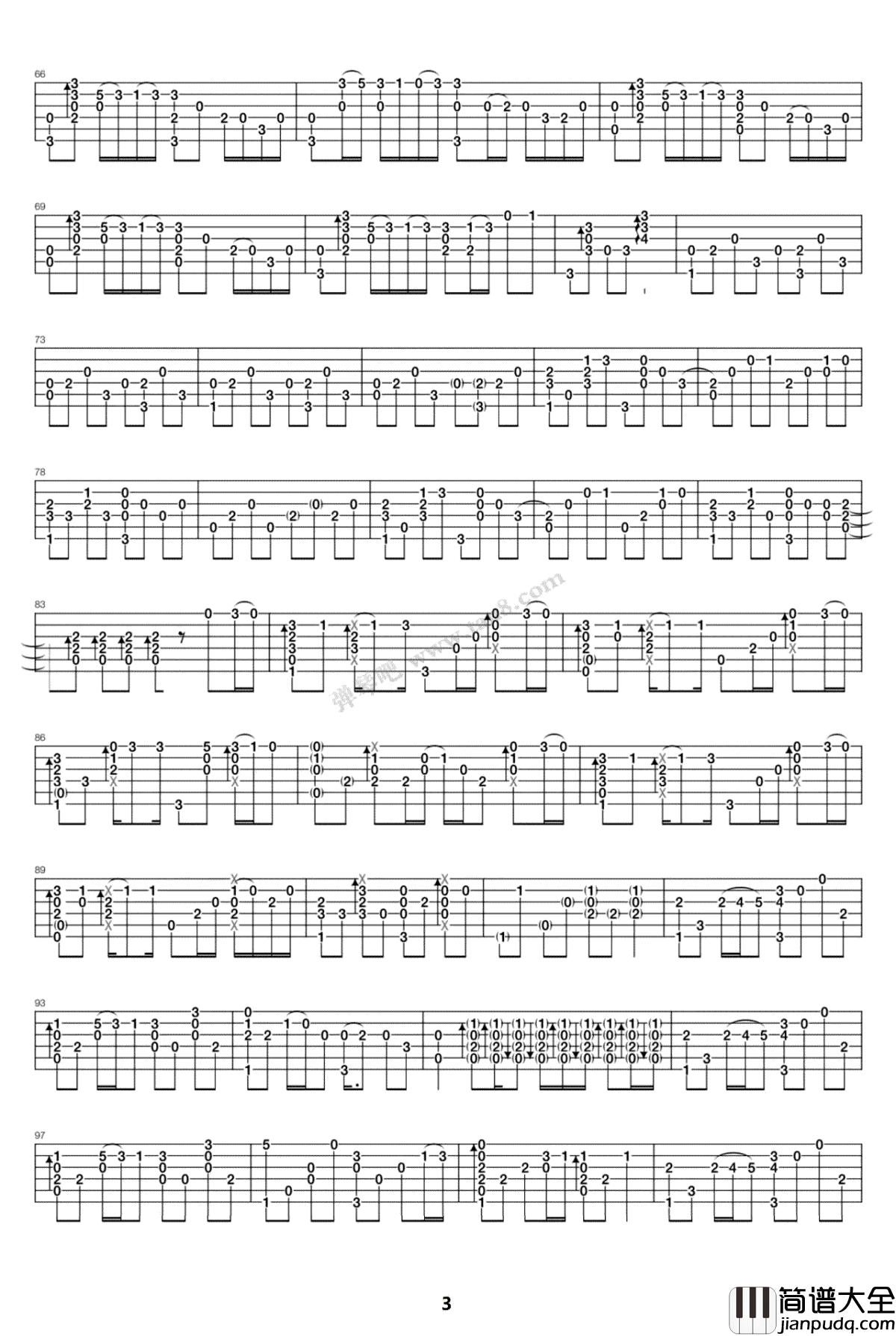 打上花火指弹吉他谱_米津玄师/DAOKO_吉他独奏谱