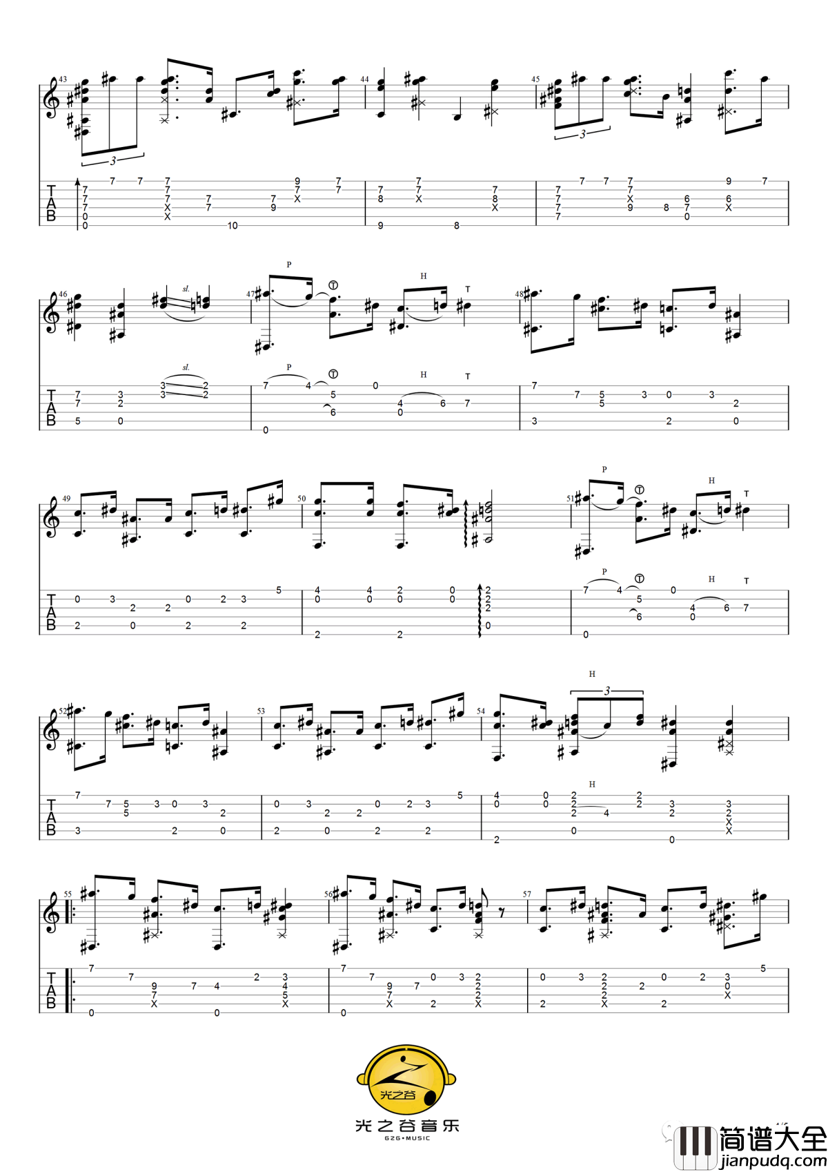 宾克斯的美酒指弹谱_日本动漫_海贼王_插曲_指弹吉他示范