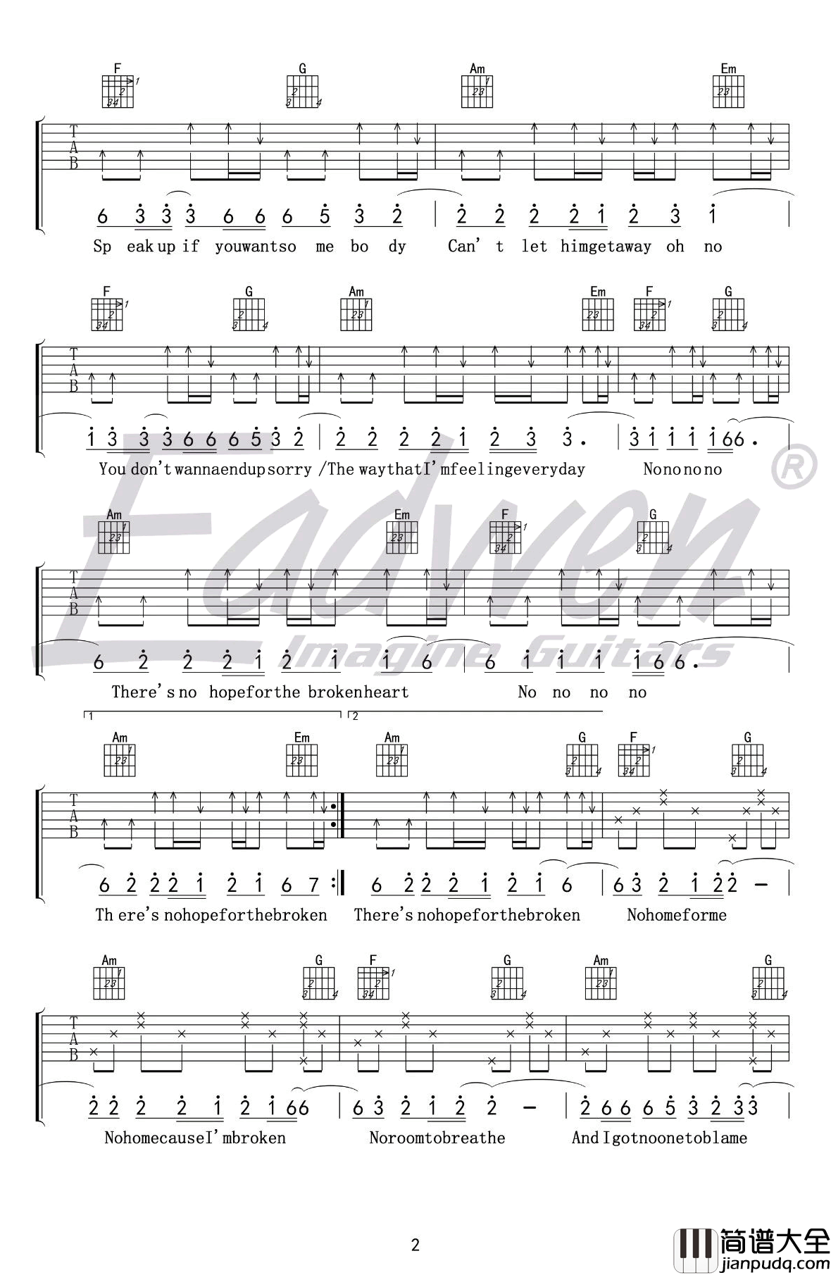 That_Girl吉他谱_Olly_Mars_C调简单版_吉他教学视频