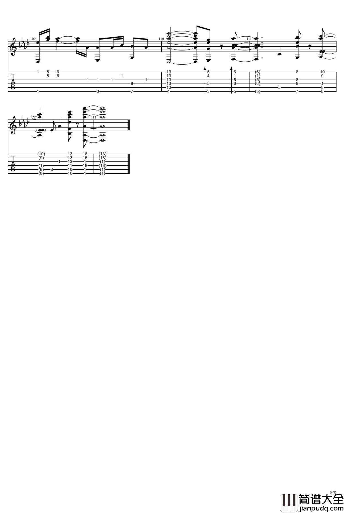 没什么大不了指弹谱_吉他独奏谱_你的名字片尾曲