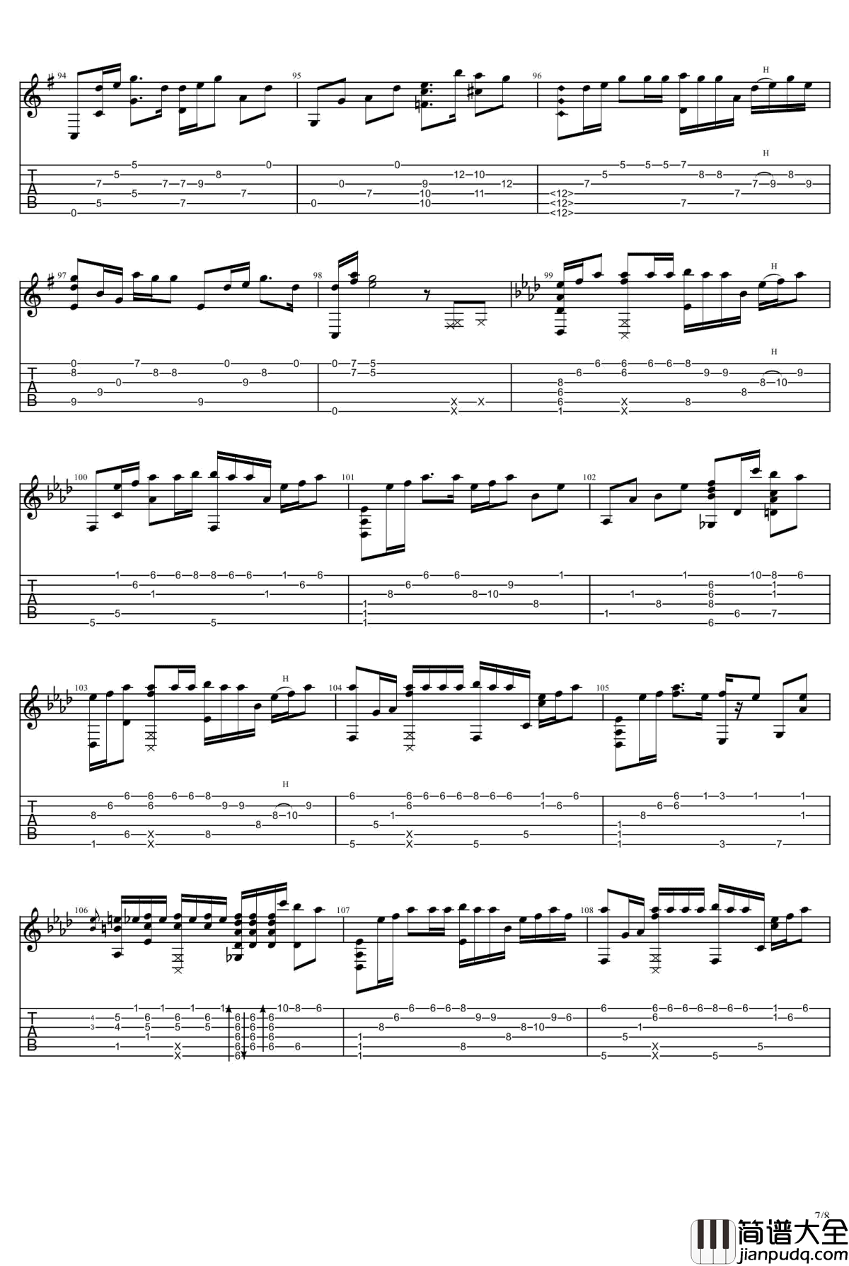 没什么大不了指弹谱_吉他独奏谱_你的名字片尾曲