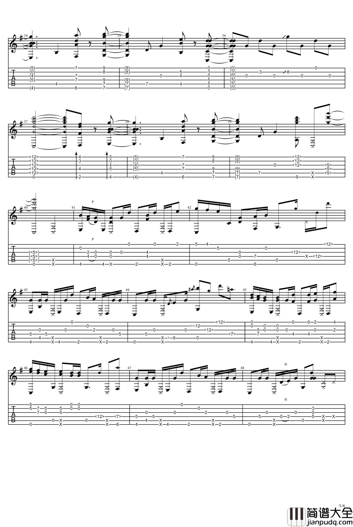 没什么大不了指弹谱_吉他独奏谱_你的名字片尾曲