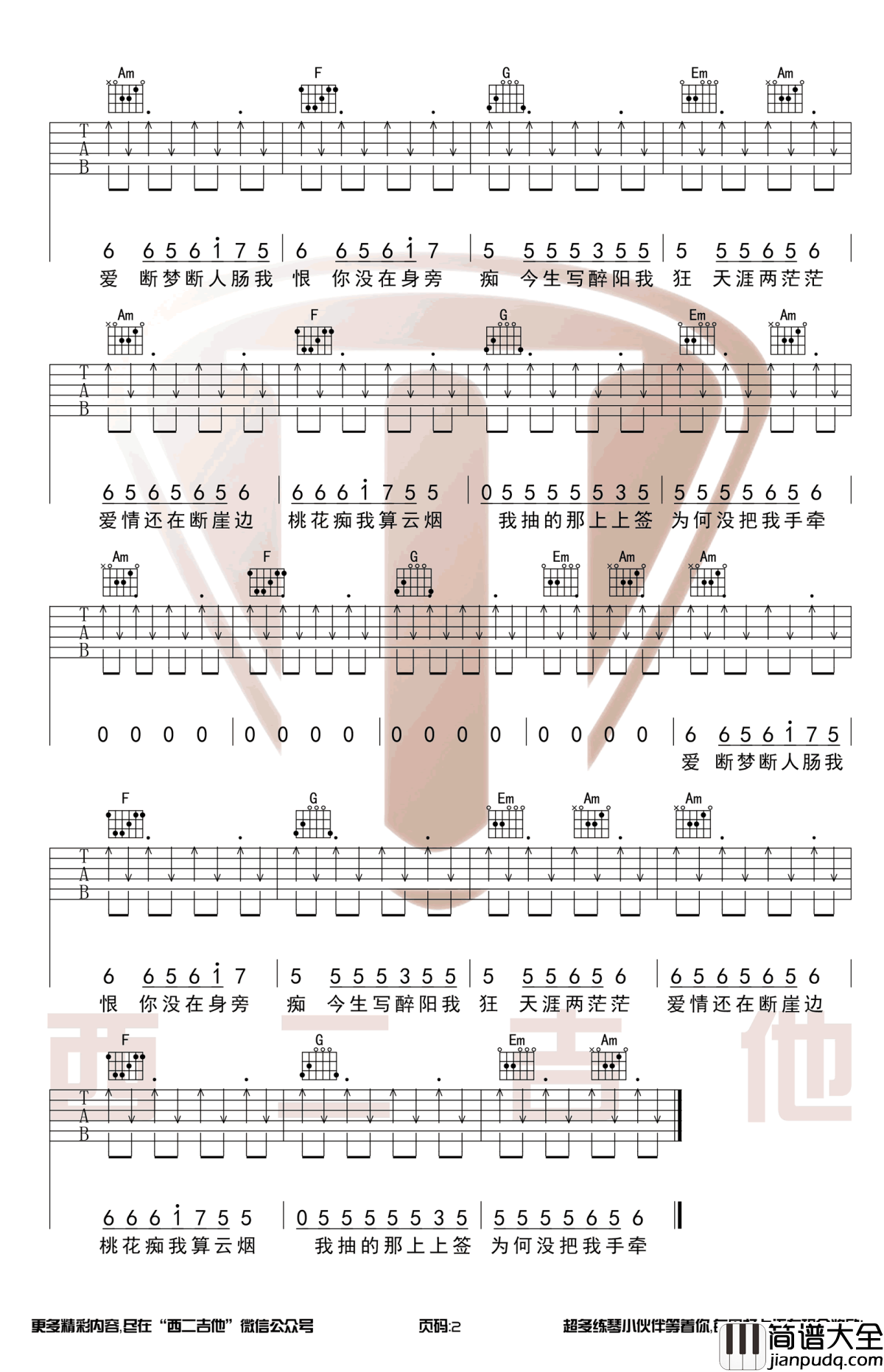 让我做你的眼睛吉他谱_C调扫弦新手版_抖音莉哥