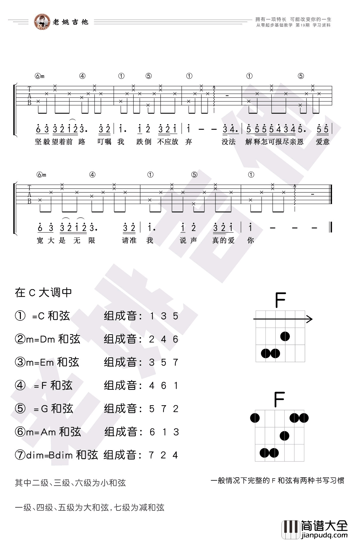 真的爱你吉他谱_Beyond_C调简单版_吉他基础教学