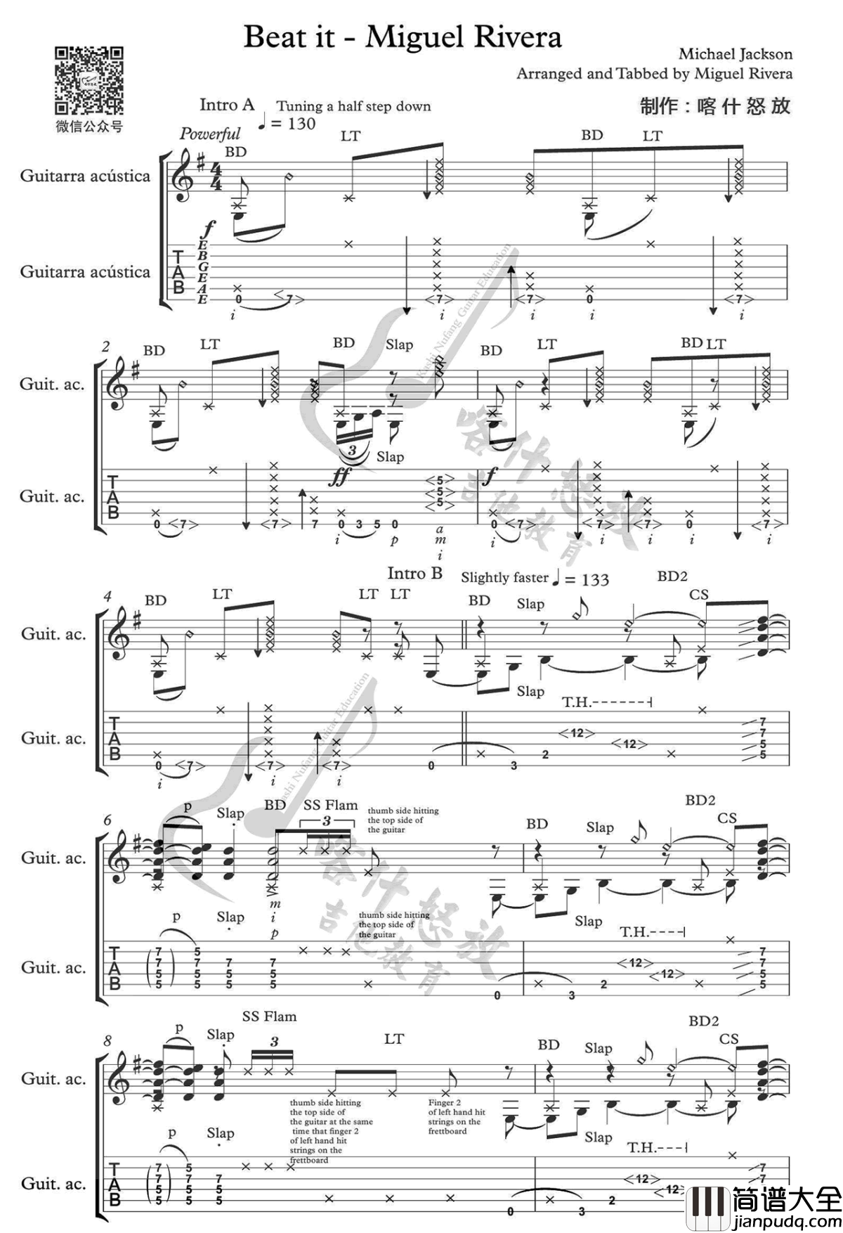 Beat_It指弹谱_Miguel_Rivera版_Beat_It指弹吉他独奏谱
